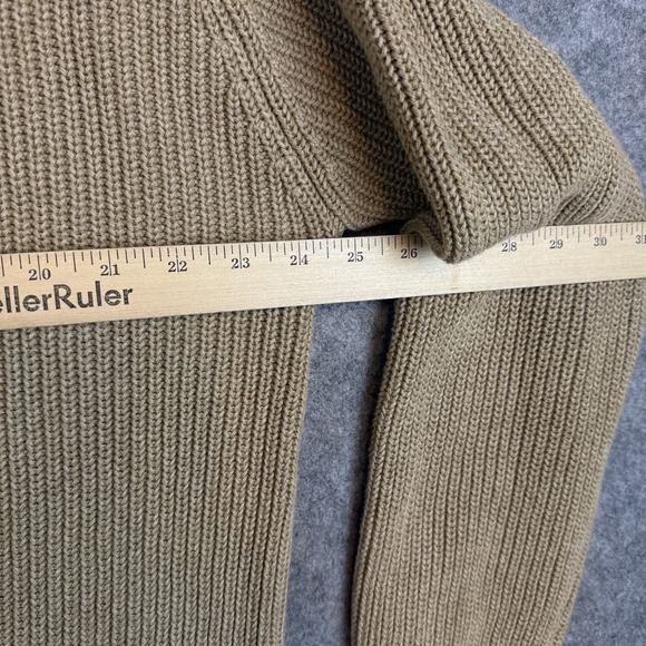 Cabelas Henley Sweater Mens Large Beige Chunky Knit Fisherman Cotton Grandad - Picture 8 of 9